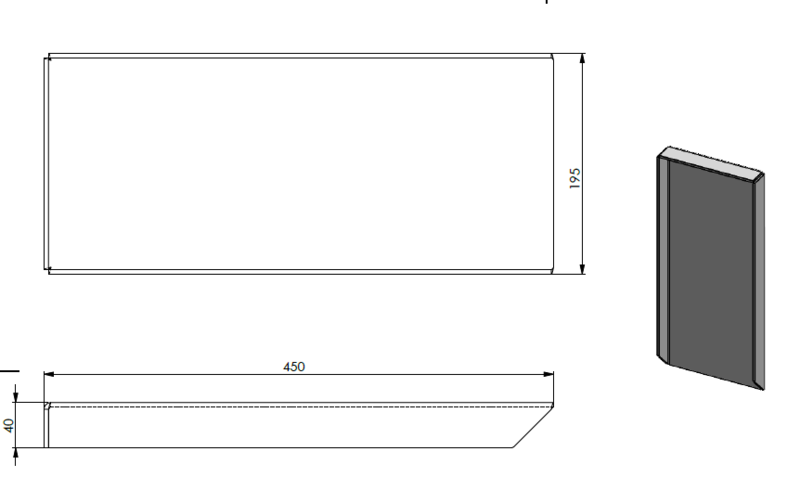 Plancha / Grillwanne #84 - Edelstahl V2A - 45 x 19,5cm - (u.A. für Rösle Videro G3)