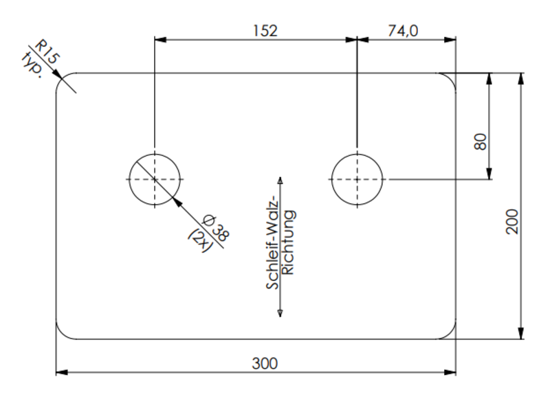 Edelstahl V2A  Wandabdeckung für Badarmatur #79 - 30 x 20cm rechteckig