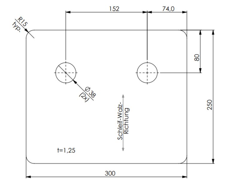 Edelstahl V2A Wandabdeckung für Badarmatur #31 - 30 x 25cm rechteckig