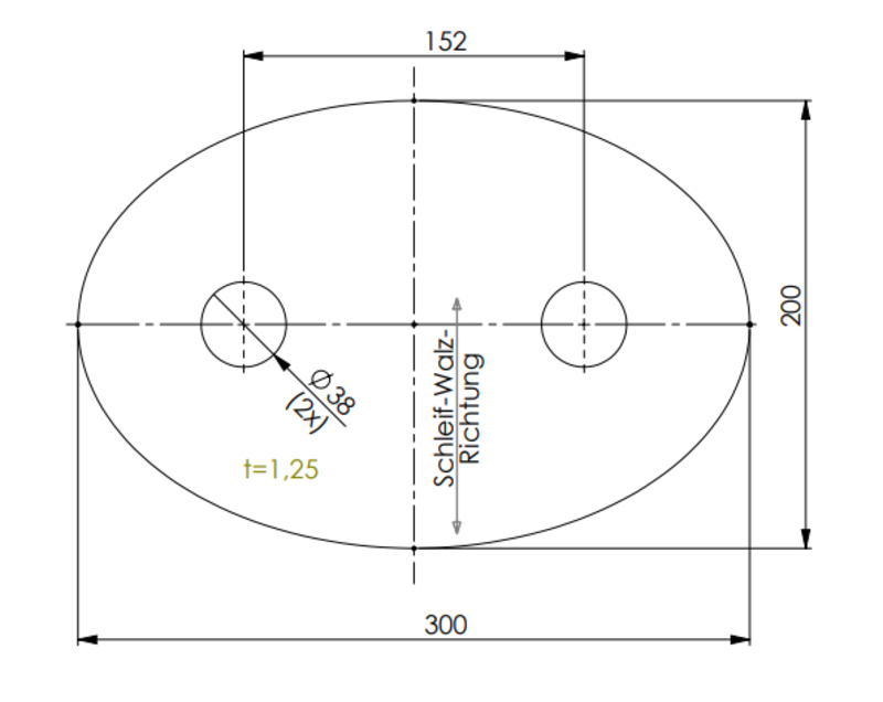 Edelstahl V2A Wandabdeckung für Badarmatur #80 - 30 x 20cm oval