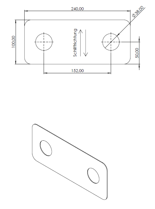 Edelstahl V2A Wandabdeckung für Badarmatur #107 - 24 x 10cm rechteckig