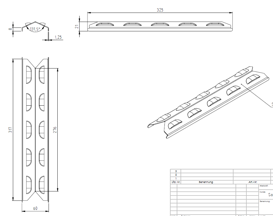 Flammenverteiler SONDERANFERTIGUNG - 325 x 60 x 21mm - für Eva Solo Box Grill (Set: 2 Stück)