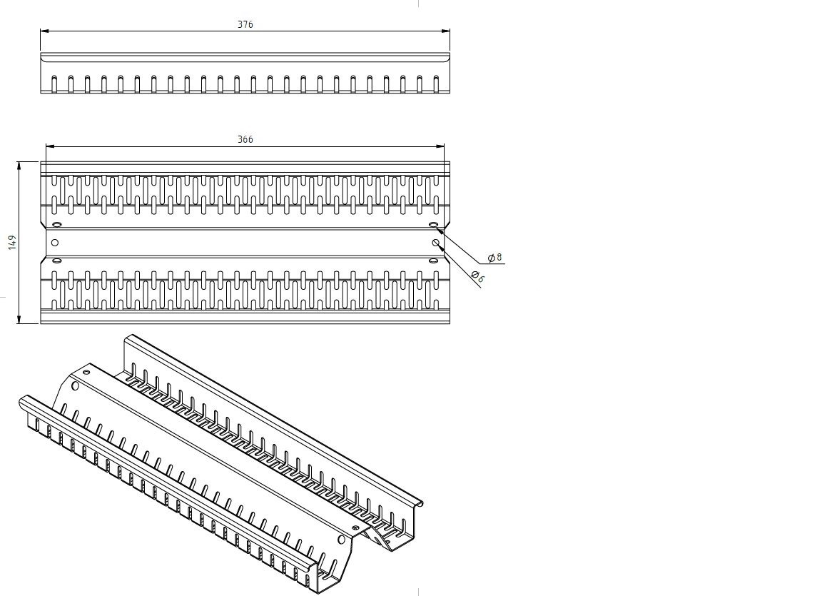 Flammenverteiler #113 - Flavour Bar W-Form 375 x 149 x 37mm (für Burnhard FAT FRED)